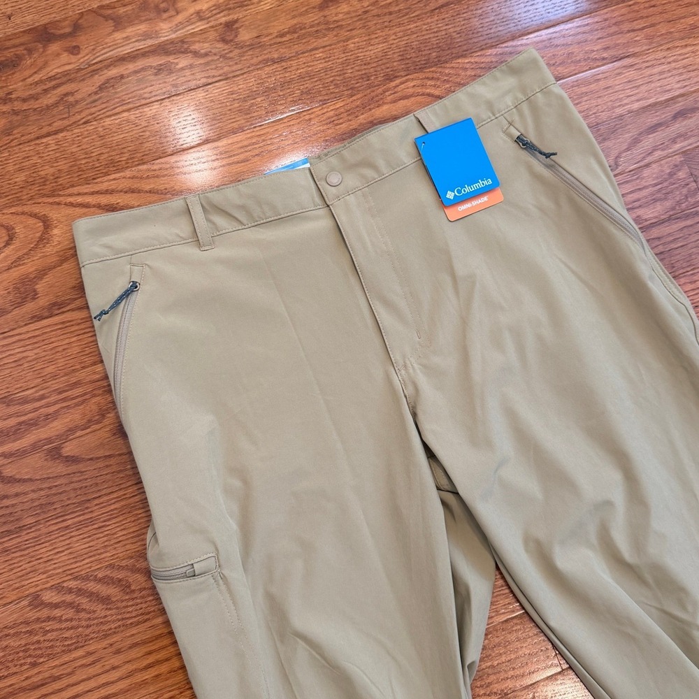 New Columbia Fir Ridge Pants Mens 40x30 Khaki Hiking Cargo Zip Pockets Gorpcore